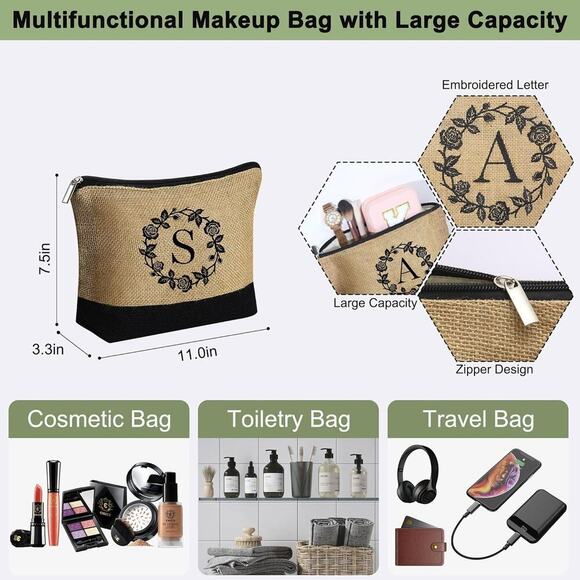 Jute Tote Bag Set - "F" Monogram, Chic, Eco-Friendly & Stylish Gift - Picture 4 of 6